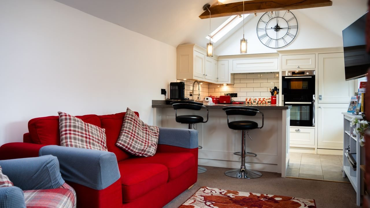 Sofa bed and lounge area with modern decor
